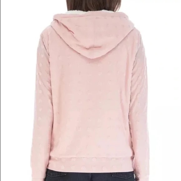 B Collection by Bobeau Blush Hearts Zip Up Hooded Jacquard Jacket Size XS - Picture 4 of 6